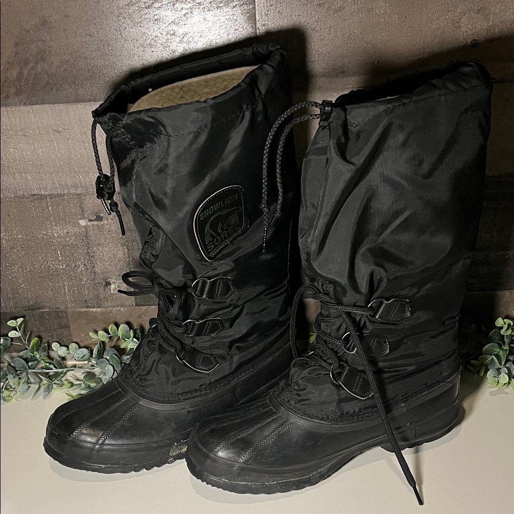 Sorel Snowlion Black Snow Boots W8